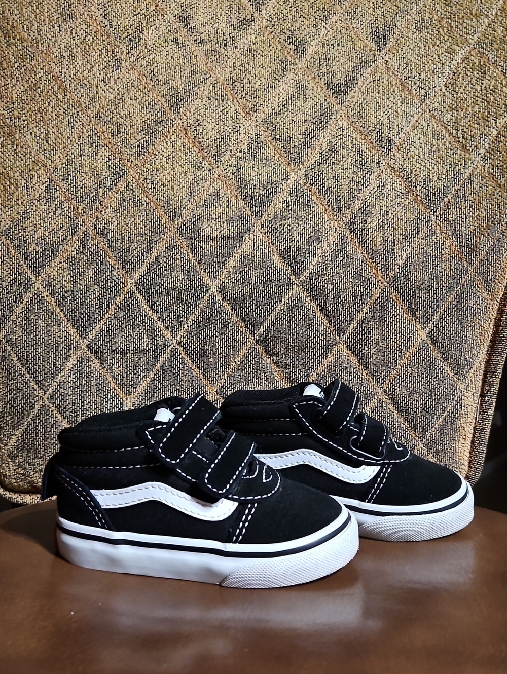 Vans Ward Mid V Dual Strap Sneakers Shoes SK8 Black White Canvas Suede